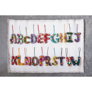 Wool Felt Embroidered Alphabet Ornament - Eden Lifestyle