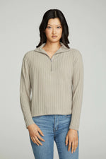 Zip Up Mock Neck Long Sleeve Pullover - Eden Lifestyle