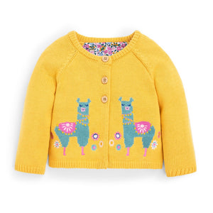 Jojo Maman Bebe, Baby Girl Apparel - Shirts & Tops,  Yellow Llama Cardigan