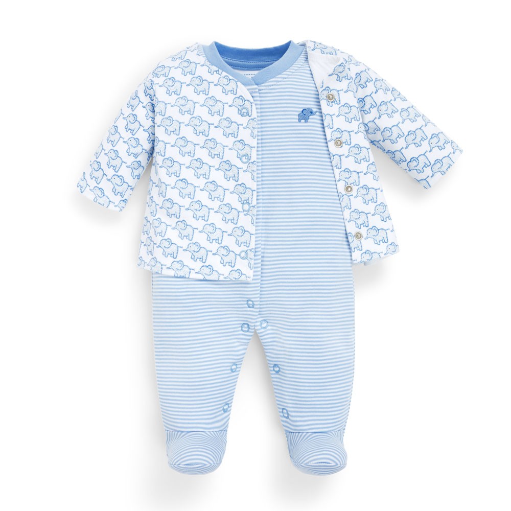 Jojo Maman Bebe, Baby Boy Apparel - Rompers,  Jojo Maman Bebe 2-Piece Elephant Baby Jacket & Footie Set