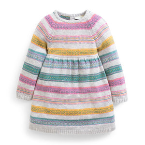 Jojo Maman Bebe, Girl - Dresses,  Gray Fair Isle Stripe Dress