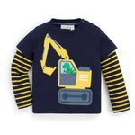 Jojo Maman Bebe, Baby Boy Apparel - Shirts & Tops,  Navy Dinosaur Digger Top