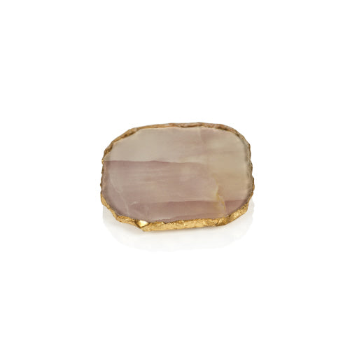 Pink Agate Marble Glass Coaster/ Gold Detailing - Eden Lifestyle