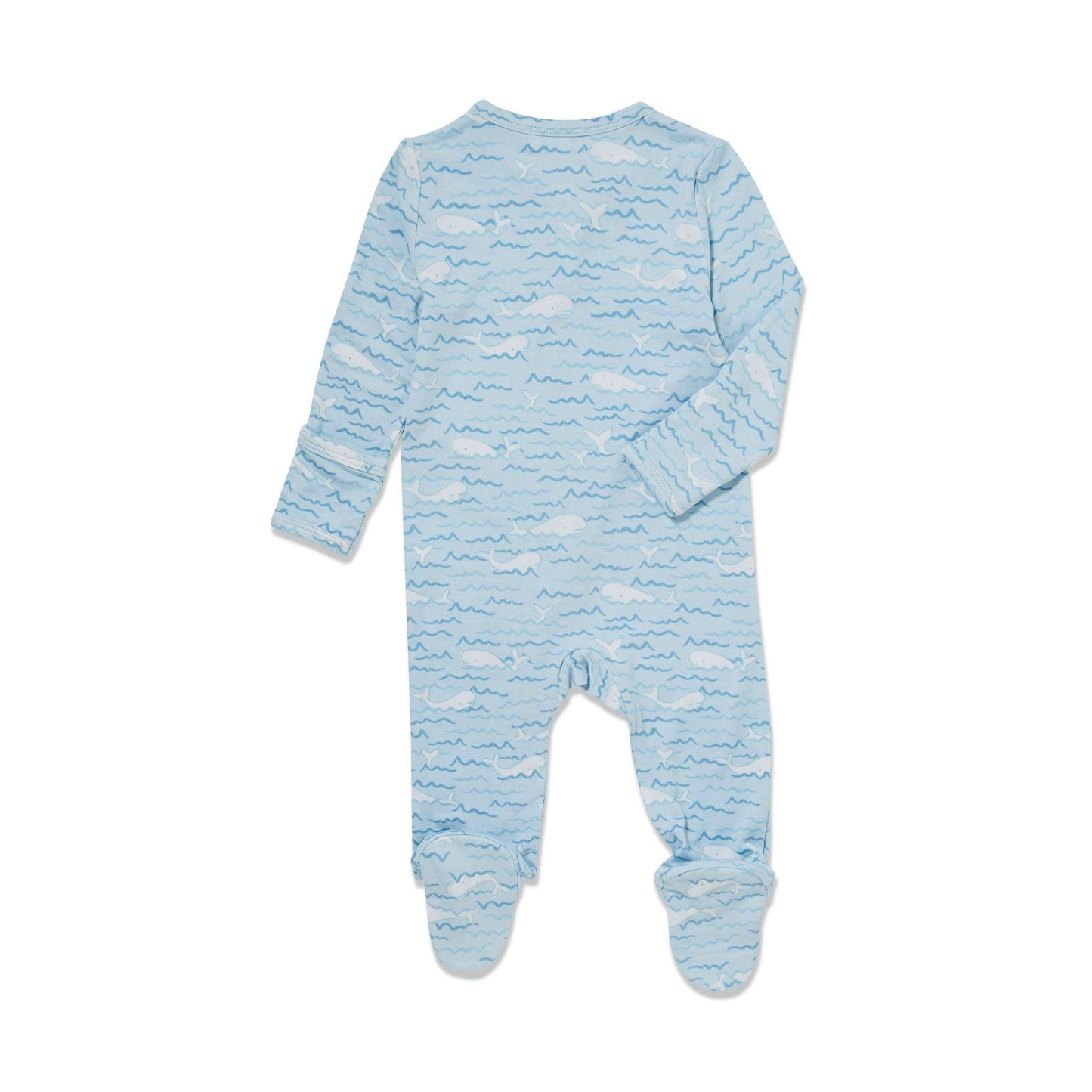 Angel Dear, Baby Boy Apparel - One-Pieces,  Angel Dear Baby Beluga Bamboo Zipper Footie
