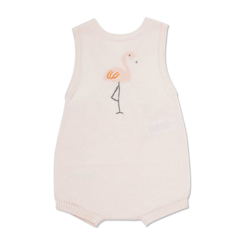 Angel Dear, Baby Girl Apparel - Rompers,  Angel Dear Knit Flamingo Sunsuit