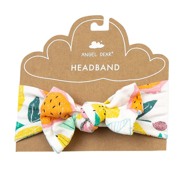 Angel Dear, Baby Girl Apparel - Outfit Sets,  Angel Dear Sunsuit with Ruffle Back in Tropical Fruit and Bow Set