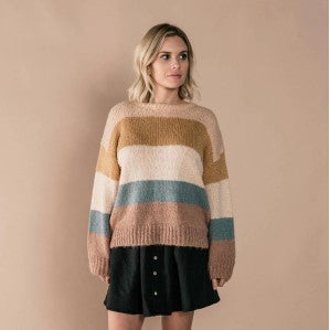 Rylee and Cru, Women - Outerwear,  Rylee & Cru Multi Stripe Aspen Sweater