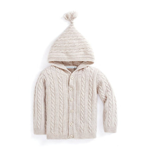 Jojo Maman Bebe, Boy - Sweaters,  Hooded Cable Knit Cardigan