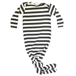 Aspen Lane, Baby Boy Apparel - Pajamas,  Aspen Lane Baby Knotted Gown - Black Striped