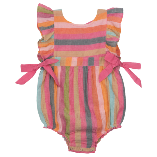 Pink Chicken, Baby Girl Apparel - One-Pieces,  Pink Chicken Amy Bubble Multi Stripe