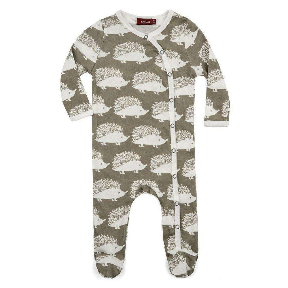 Milkbarn, Baby Boy Apparel - Rompers,  Bamboo Footed Romper - Grey Hedgehog