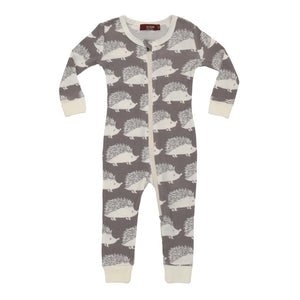 Milkbarn, Baby Boy Apparel - Pajamas,  Milkbarn Bamboo Zipper Pajama - Grey Hedgehog
