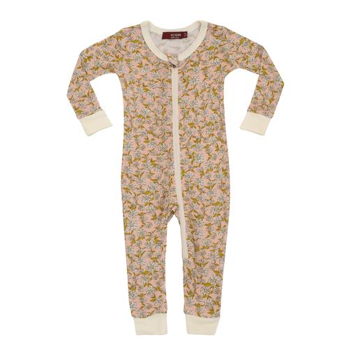 Milkbarn, Baby Girl Apparel - Pajamas,  Milkbarn Bamboo Zipper Pajama - Rose Floral