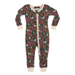 Milkbarn, Baby Girl Apparel - Pajamas,  Milkbarn Bamboo Zipper Pajama - Teal Floral