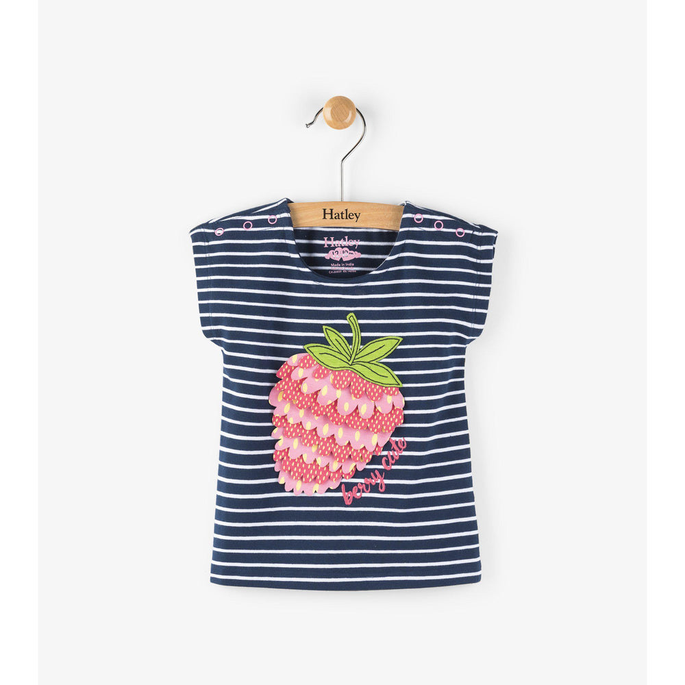 Hatley, Girl - Shirts & Tops,  Hatley Berry Stripe Mini Snap Tee
