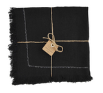 Mud Pie Black Fringe Napkin Set - Eden Lifestyle