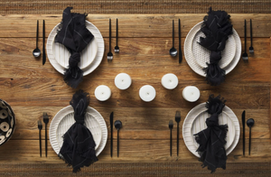 Mud Pie Black Fringe Napkin Set - Eden Lifestyle