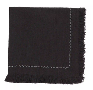 Mud Pie Black Fringe Napkin Set - Eden Lifestyle