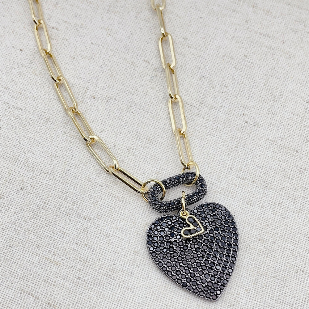 Black Pave Clip Necklace - Eden Lifestyle