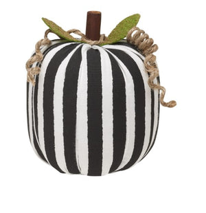 Collins, Home - Decorations,  Black & White Stripe Medium Pumpkin