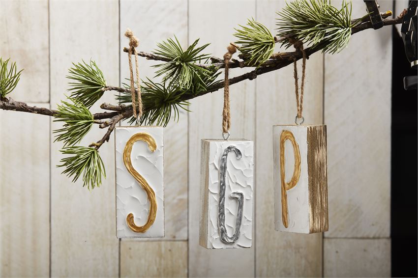 Mud Pie Initial Block Ornaments - Eden Lifestyle