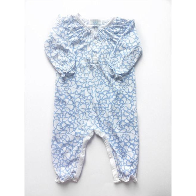 Feather Baby, Baby Girl Apparel - Rompers,  Blue Floral Romper