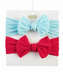 Mud Pie Blue and Coral Nylon Bows - Eden Lifestyle