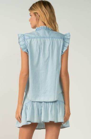 Blue Ruffle Top - Eden Lifestyle