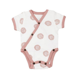 Loved Baby, Baby Girl Apparel - One-Pieces,  L'oved Baby Organic Short-Sleeve Kimono Bodysuit in Mauve Sunflower