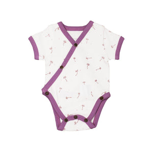 Loved Baby, Baby Girl Apparel - One-Pieces,  L'oved Baby Organic Short-Sleeve Kimono Bodysuit in Grape Dandelion