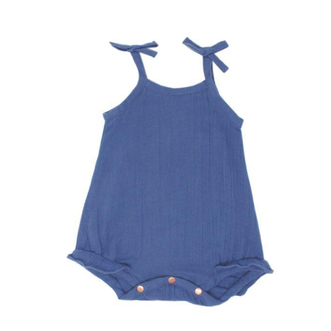Loved Baby, Baby Girl Apparel - One-Pieces,  L'oved Baby Organic Muslin Ruffle Bodysuit in Slate
