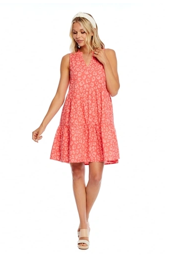 Mud Pie Brekke Coral Leopard Dress - Eden Lifestyle