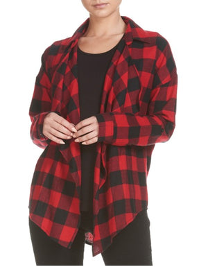 Elan International, Women - Outerwear,  Buffalo Check Open Cardigan