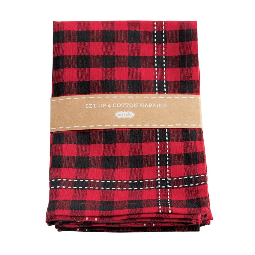 Mud Pie, Home - Decorations,  Mud Pie - Red Buffalo Check Napkins