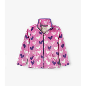 Hatley, Girl - Outerwear,  Hatley Multi Hearts Fuzzy Fleece Zip Up