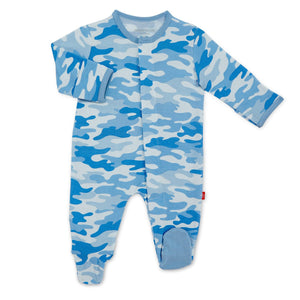 Magnificent Baby, Baby Boy Apparel - One-Pieces,  Magnetic Me Blue Camo Chic Modal Magnetic Footie