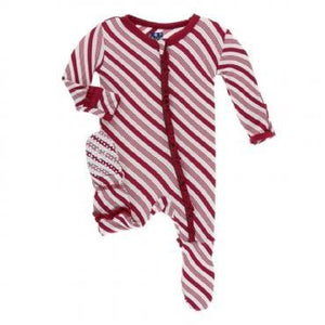 KicKee Pants, Baby Girl Apparel - One-Pieces,  KicKee Pants - Candy Cane Stripe Girl's Footie