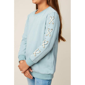 Hayden LA, Girl - Shirts & Tops,  Carly Lace Up Pullover