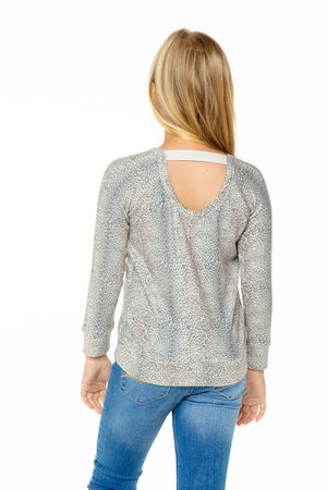 Chaser, Girl - Shirts & Tops,  Chaser Girls Love Knit Long Sleeve Scoop Back Pullover Micro Animal Print