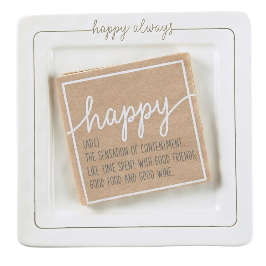 Mud Pie, Home - Serving,  Happy Always Ceramic Cheese Plate Set