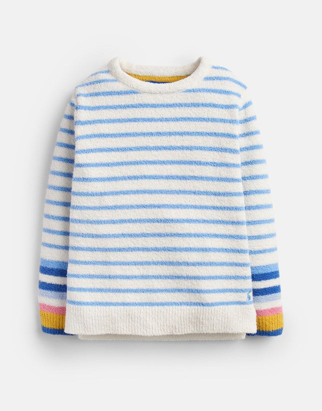 Joules, Girl - Sweaters,  Joules Seaham Lake Blue Cream Stripe Chenille Sweater