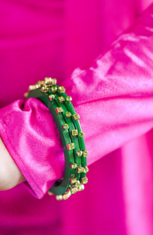 City Girl Jewel Bangles - Emerald - Eden Lifestyle