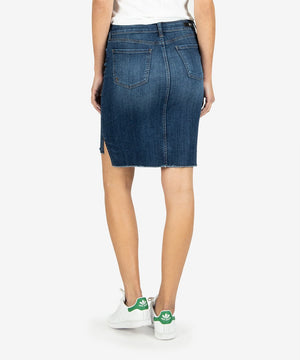 KUT from the Kloth, Women - Denim,  Connie Hi-Low Fray Skirt Affectionate Wash