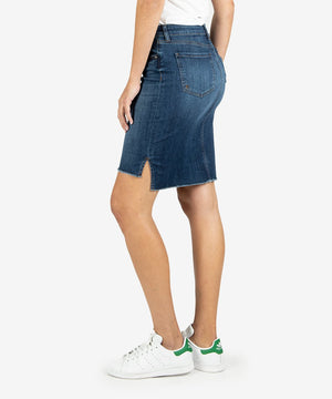 KUT from the Kloth, Women - Denim,  Connie Hi-Low Fray Skirt Affectionate Wash