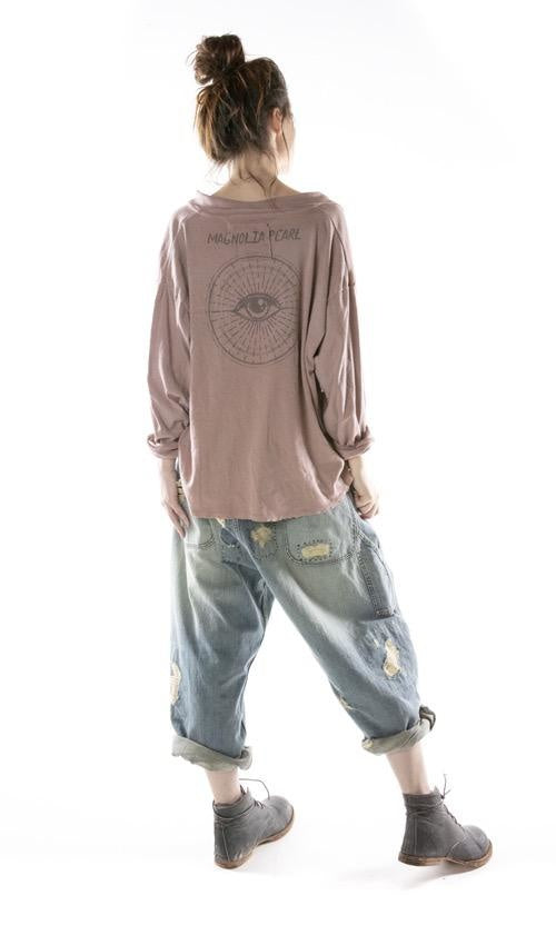 Magnolia Pearl, Magnolia Pearl,  COTTON JERSEY EYE OF ETERNITY TORY PULLOVER WITH RAW EDGES, MAGNOLIA PEARL