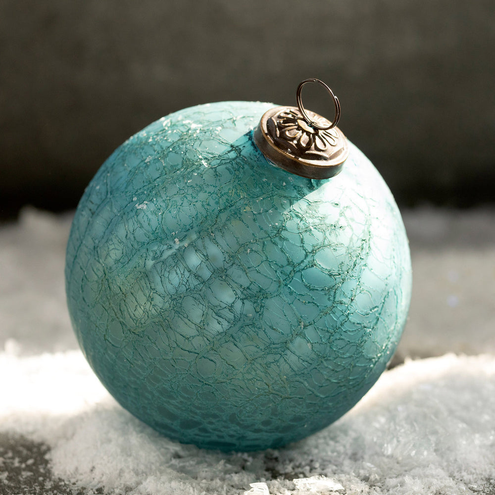 Icy Blue Glass Ball Ornament - Eden Lifestyle