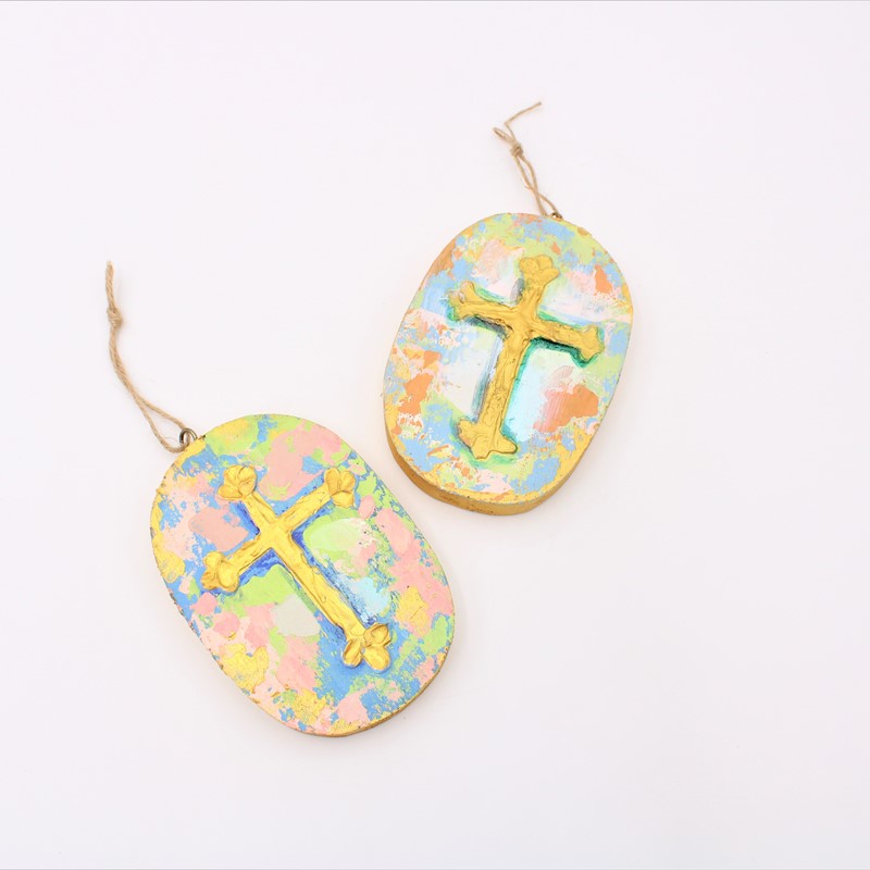 Hand Painted Cross Ornament - Eden Lifestyle