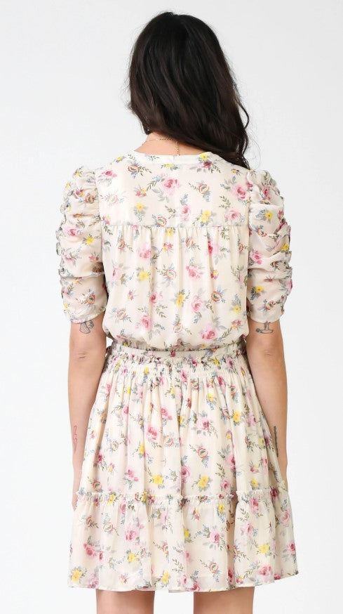 Current Air, Women - Dresses,  Ruched Sleeve Floral Dress