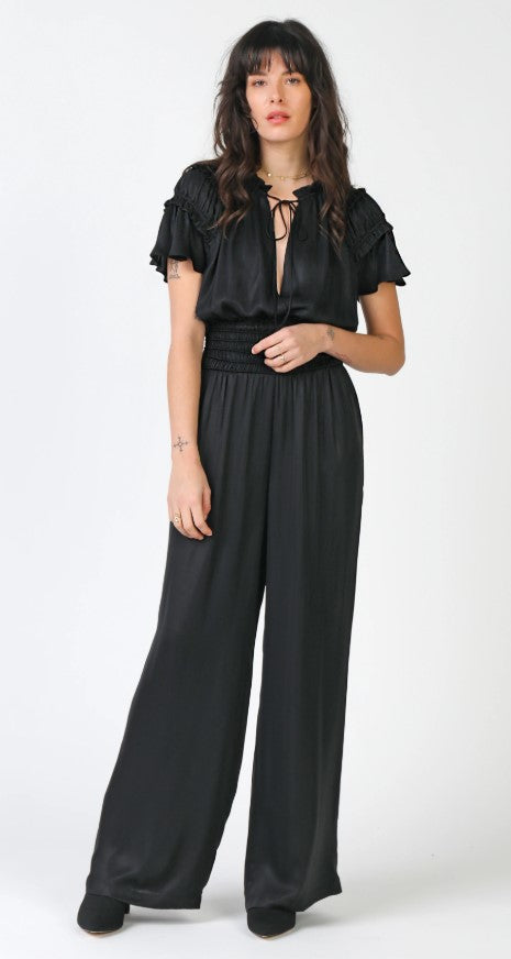 Current Air, Women - Rompers,  Black Smocked Waist Jumpsuit
