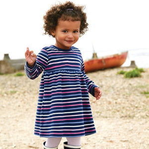 Jojo Maman Bebe, Girl - Dresses,  Navy Multi Stripe Classic Dress